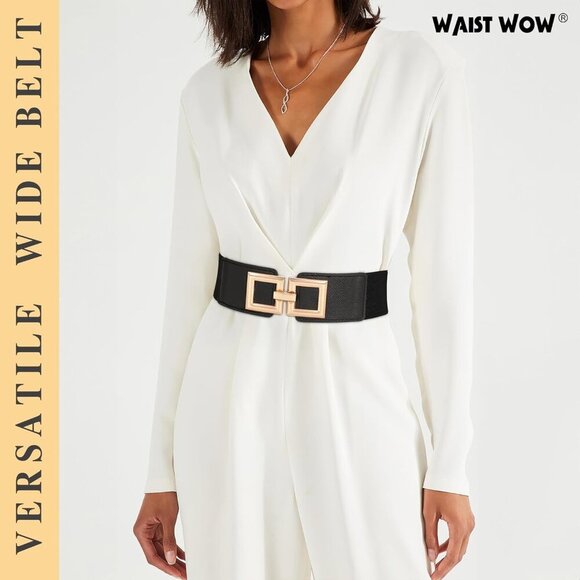 Elegant Black Belt with Gold Buckle - Picture 5 of 5
